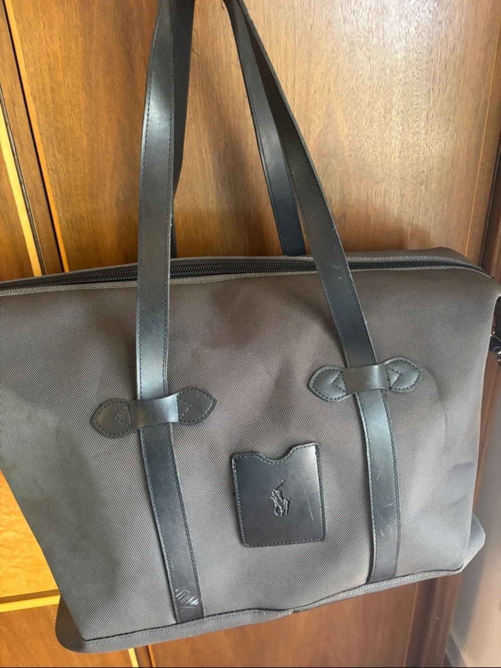 Ralph Lauren Signature Logo Bag Carry-On Duffel Weekender Charcoal w/Black